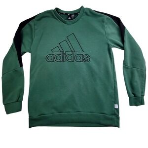 Adidas Crewneck Sweatshirt Green Black Logo Activewear Men Size M